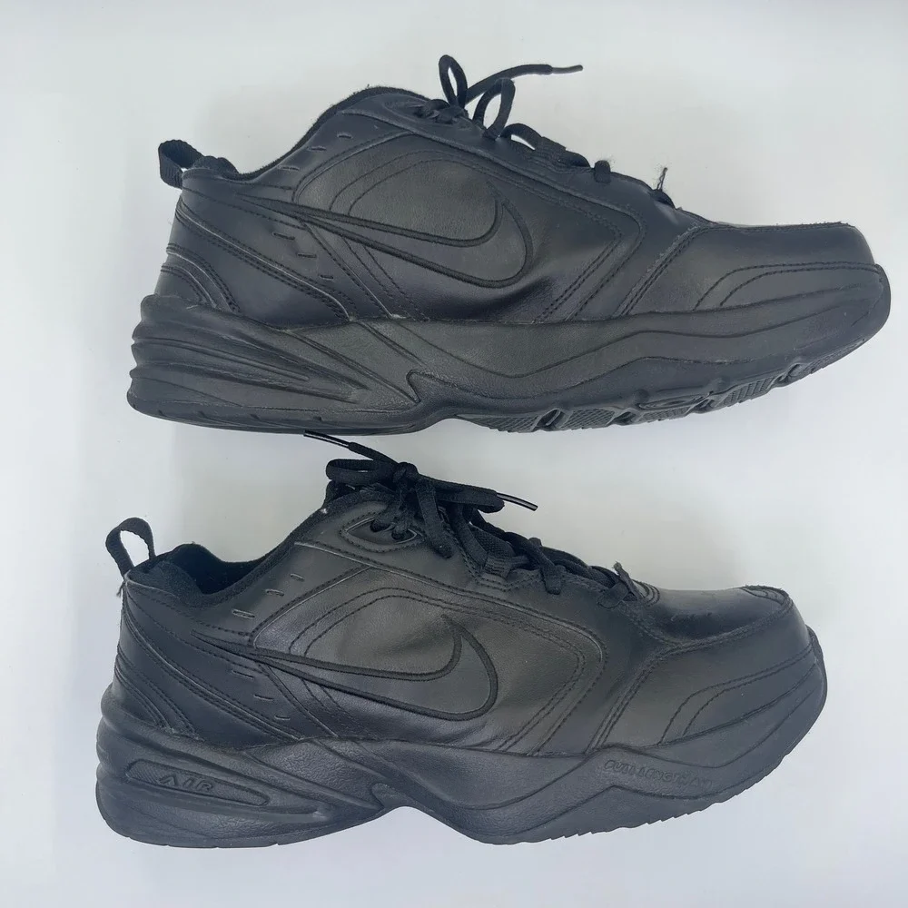 Nike Air Monarch IV Men's Black Leather Training Shoes Size 10 4E Extra Wide